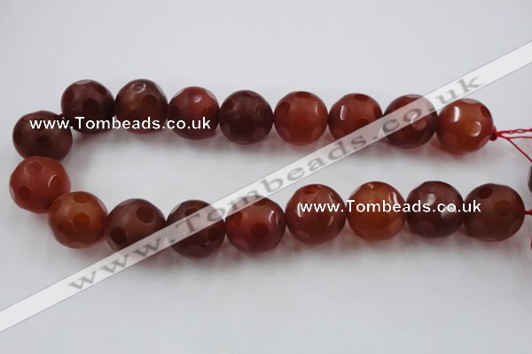 CAG3669 15.5 inches 24mm carved round matte red agate beads