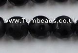 CAG3675 15.5 inches 16mm carved round matte black agate beads