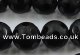 CAG3677 15.5 inches 20mm carved round matte black agate beads