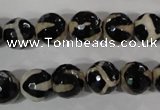 CAG3842 15.5 inches 10mm faceted round tibetan agate beads wholesale