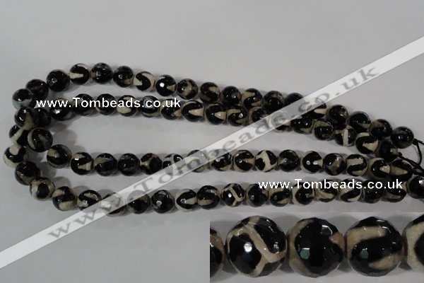 CAG3842 15.5 inches 10mm faceted round tibetan agate beads wholesale