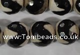 CAG3845 15.5 inches 16mm faceted round tibetan agate beads wholesale