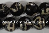 CAG3855 15.5 inches 16mm faceted round tibetan agate beads wholesale