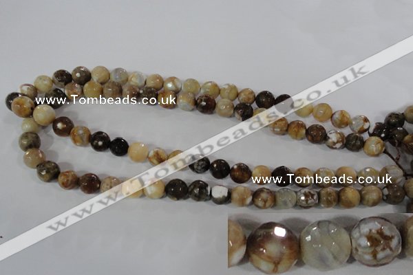 CAG3862 15.5 inches 8mm faceted round fire crackle agate beads