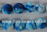 CAG3874 15.5 inches 12mm faceted round fire crackle agate beads