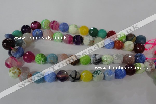 CAG3880 15.5 inches 14mm faceted round fire crackle agate beads