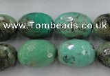 CAG3920 15.5 inches 13*18mm faceted rice green grass agate beads