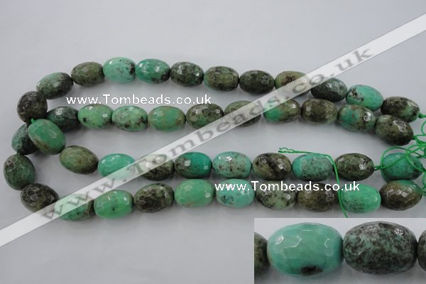 CAG3920 15.5 inches 13*18mm faceted rice green grass agate beads