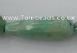 CAG3922 15.5 inches 10*30mm faceted teardrop green grass agate beads