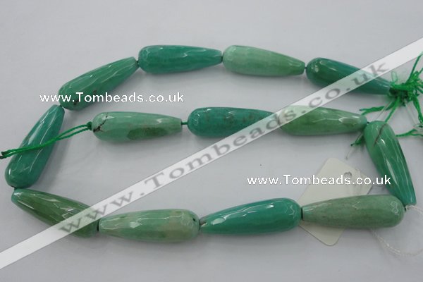 CAG3922 15.5 inches 10*30mm faceted teardrop green grass agate beads