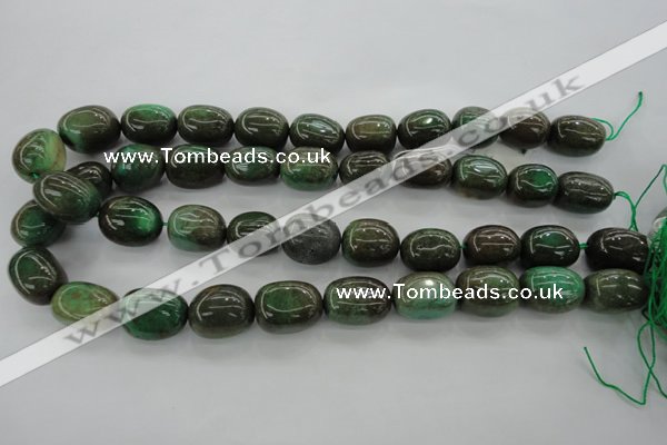 CAG3927 15.5 inches 14*19mm nuggets green grass agate beads