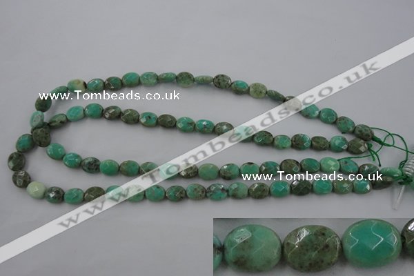 CAG3930 15.5 inches 8*10mm faceted oval green grass agate beads