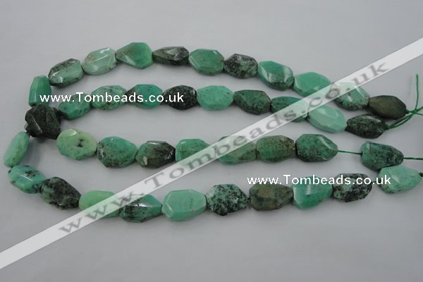 CAG3940 15.5 inches 13*19mm faceted freeform green grass agate beads