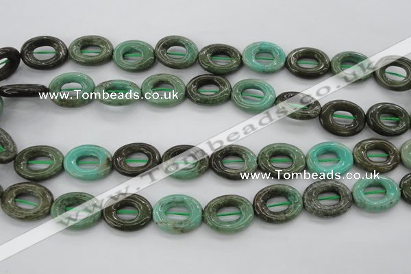 CAG3945 15.5 inches 13*18mm oval donut green grass agate beads