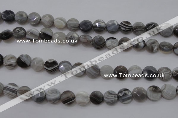 CAG3960 15.5 inches 10mm faceted coin grey botswana agate beads