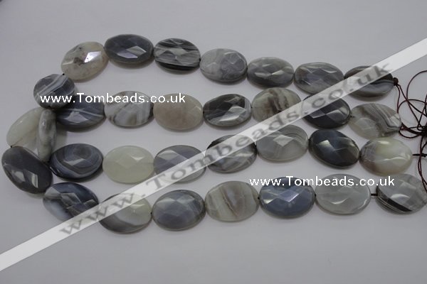 CAG3975 15.5 inches 18*25mm faceted oval grey botswana agate beads