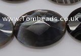 CAG3977 15.5 inches 25*35mm faceted oval grey botswana agate beads