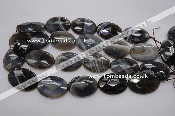 CAG3977 15.5 inches 25*35mm faceted oval grey botswana agate beads