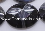 CAG3978 15.5 inches 30*40mm faceted oval grey botswana agate beads