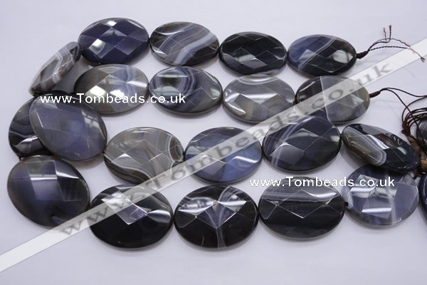 CAG3978 15.5 inches 30*40mm faceted oval grey botswana agate beads