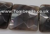 CAG3985 15.5 inches 30*30mm faceted square grey botswana agate beads