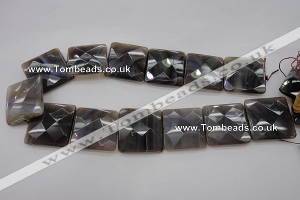 CAG3985 15.5 inches 30*30mm faceted square grey botswana agate beads