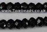 CAG3995 15.5 inches 8*12mm faceted rondelle black agate beads