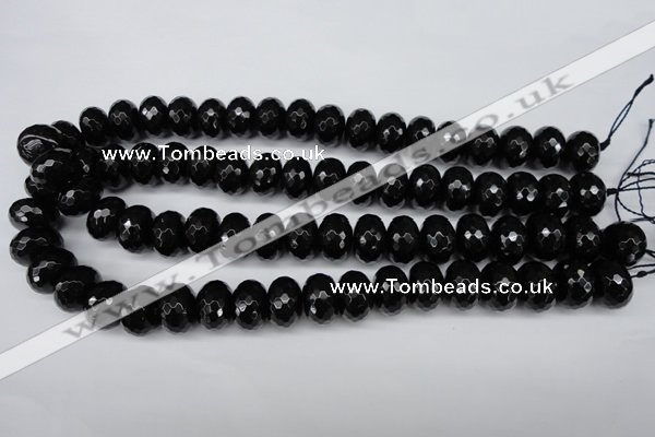 CAG3997 15.5 inches 12*16mm faceted rondelle black agate beads