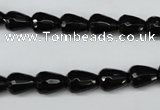 CAG4000 15.5 inches 8*10mm faceted teardrop black agate beads