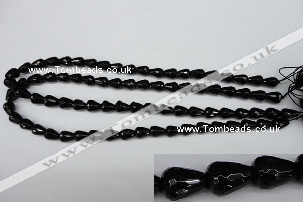 CAG4000 15.5 inches 8*10mm faceted teardrop black agate beads