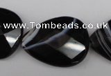 CAG4030 15.5 inches 15*20mm faceted flat teardrop black agate beads