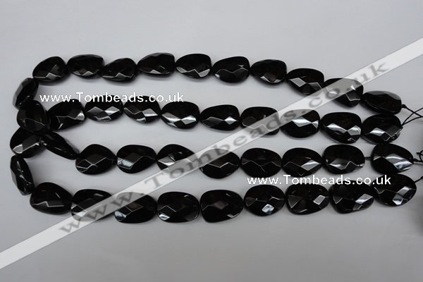 CAG4038 15.5 inches 15*20mm faceted freeform black agate beads