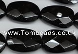 CAG4039 15.5 inches 18*23mm faceted freeform black agate beads