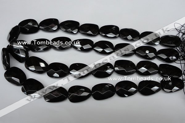 CAG4039 15.5 inches 18*23mm faceted freeform black agate beads