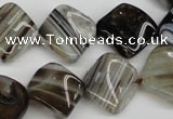 CAG4040 15.5 inches 15*15mm twisted diamond black agate beads