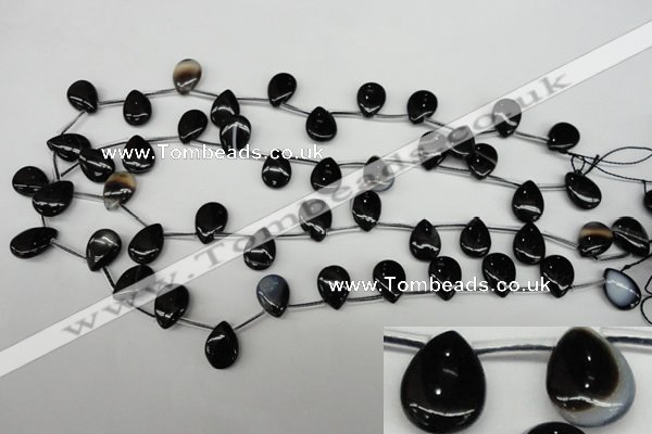 CAG4042 Top-drilled 10*14mm flat teardrop black agate beads