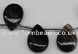 CAG4044 Top-drilled 13*18mm flat teardrop black agate beads