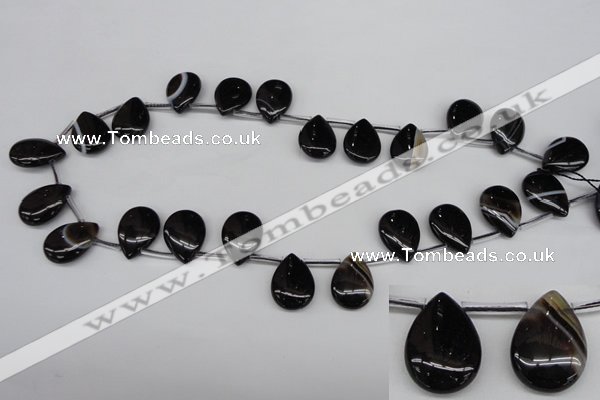 CAG4044 Top-drilled 13*18mm flat teardrop black agate beads