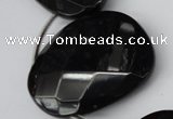 CAG4048 Top-drilled 30*40mm – 35*45mm faceted freeform black agate beads