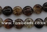 CAG4061 15.5 inches 10mm flat round dragon veins agate beads