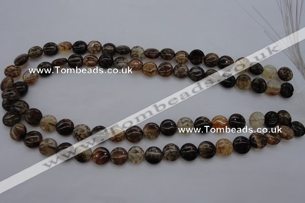 CAG4061 15.5 inches 10mm flat round dragon veins agate beads