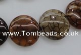 CAG4065 15.5 inches 20mm flat round dragon veins agate beads