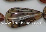 CAG4085 15.5 inches 20*40mm flat teardrop dragon veins agate beads