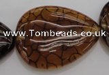 CAG4086 15.5 inches 30*40mm flat teardrop dragon veins agate beads