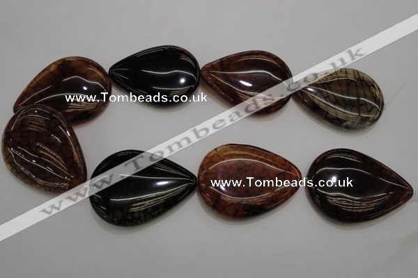 CAG4088 15.5 inches 38*50mm flat teardrop dragon veins agate beads