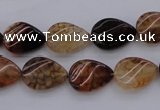 CAG4095 15.5 inches 10*14mm twisted flat teardrop dragon veins agate beads