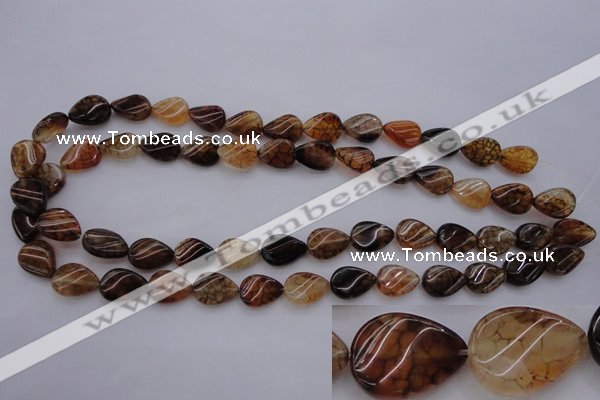 CAG4095 15.5 inches 10*14mm twisted flat teardrop dragon veins agate beads