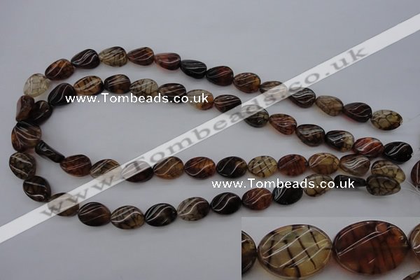 CAG4104 15.5 inches 10*14mm twisted oval dragon veins agate beads