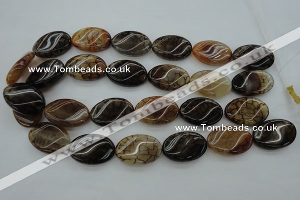 CAG4109 15.5 inches 20*30mm twisted oval dragon veins agate beads