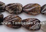 CAG4111 15.5 inches 18*25mm twisted rectangle dragon veins agate beads